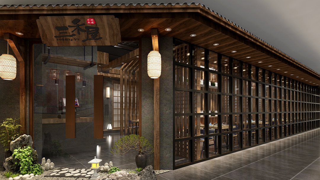 杭州传统和风日料店装修设计